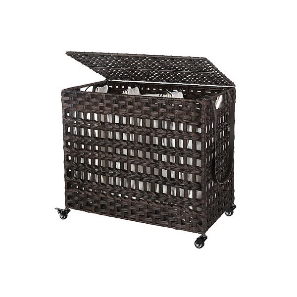 Laundry Hamper With Wheels And 3 Removable Liner Bags