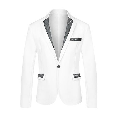 Sequin Blazers For Men's Notched Lapel Party Costume Shiny Sports Coats