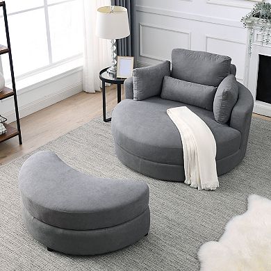 F.C Design Welike Swivel Accent Barrel Modern Sofa Lounge Club Big ...