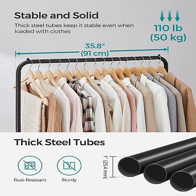 36 Inch Double-rod Clothes Rack With Wheels