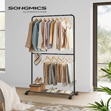 36 Inch Double-rod Clothes Rack With Wheels