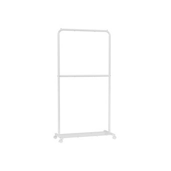 36 Inch Double-rod Clothes Rack With Wheels