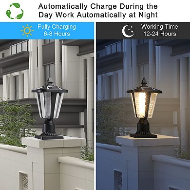 F.C Design Solar Column Headlights with Dimmable LED, Efficient Outdoor Lighting Solution