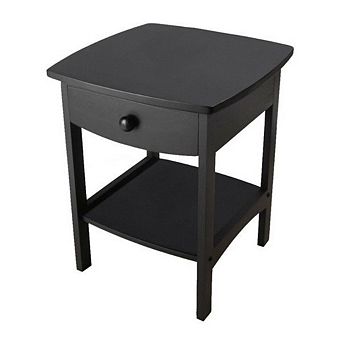 Black Nightstand with 1 Drawer and Open Shelf Bedroom Side Table for Bedside Storage 22 in