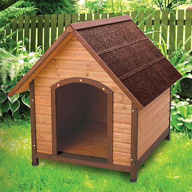 Medium 30 Inch Solid Wood Dog House With Waterproof Shingle Roof