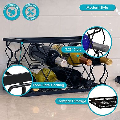 Sunnydaze 8-bottle Collapsible Wire Tabletop Wine Rack - Black