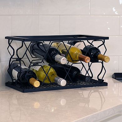 Sunnydaze 8-bottle Collapsible Wire Tabletop Wine Rack - Black