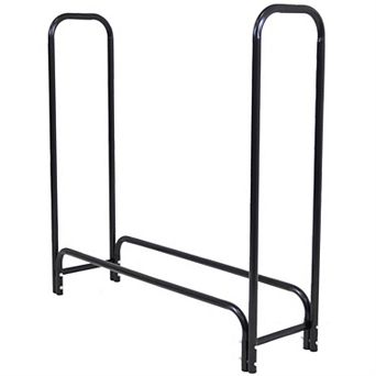 4-ft Indoor Outdoor Black Metal Firewood Holder Log Rack With Cover