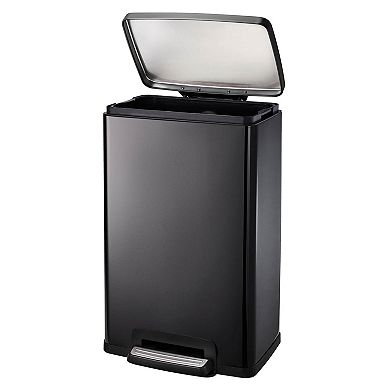 Stainless Steel 13-gallon Kitchen Trash Can With Step Lid Charcoal