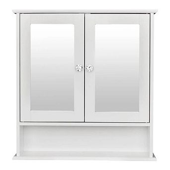 2-door Wall Mounted Bathroom Medicine Cabinet With Mirror In White