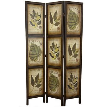 3-panel Double Sided Floral Botany Plant Life Floral Leaves Room Divider