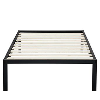 Twin Size Heavy Duty Metal Platform Bed Frame With Wooden Slats
