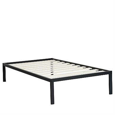 Twin Size Heavy Duty Metal Platform Bed Frame With Wooden Slats