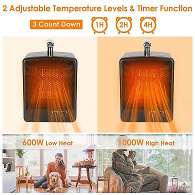 Black, 1000w Portable Electric Space Heater