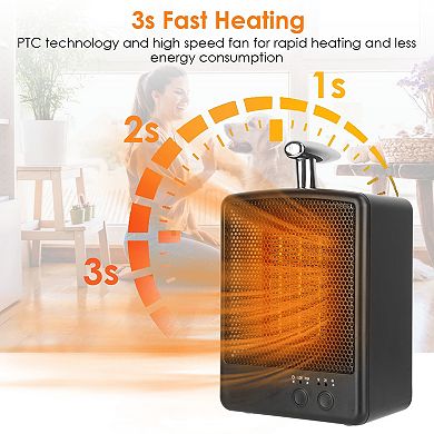 Black, 1000w Portable Electric Space Heater