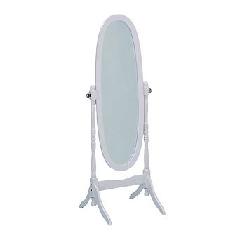 Oval Cheval Floor Mirror In White Finish