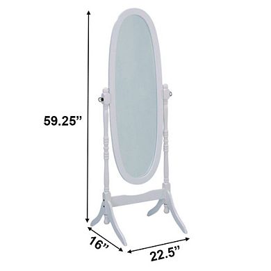 White 59.5" Oval Full-Length Floor Mirror for Bedroom, Closet, or Dressing Area