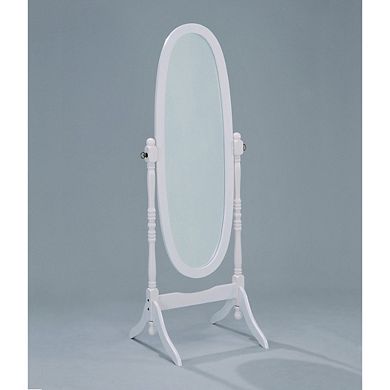 Oval Cheval Floor Mirror In White Finish