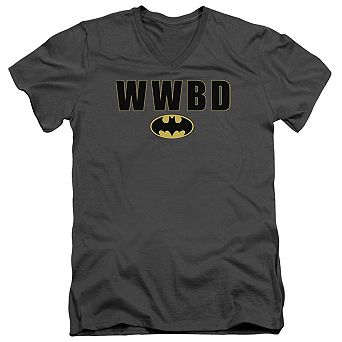 Batman WWBD Logo Short Sleeve Adult V Neck T-Shirt
