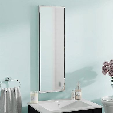 12" x 36" Narrow Bathroom Medicine Cabinet with Frameless Mirror, Recessed Storage, White