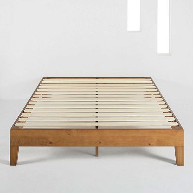 Full Size Mid-century Modern Solid Wood Platform Bed Frame In Natural