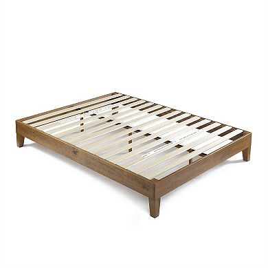 Twin Size Solid Wood Platform Bed Frame In Pine Finish