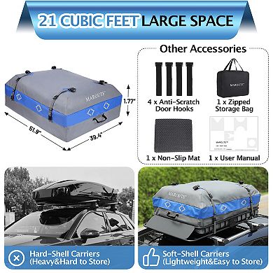 Rooftop Cargo Carrier Bag,21 Cubic Feet Heavy Duty Waterproof Rooftop Car Bag