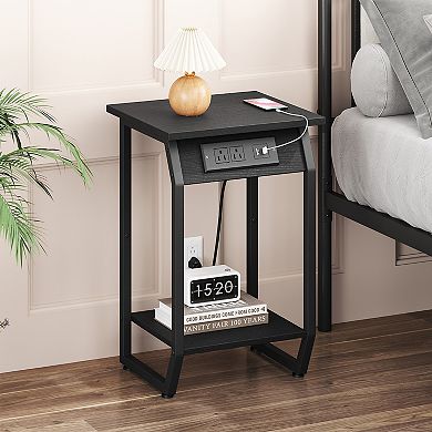 Side Table with Charging Station