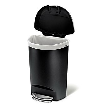 Black 13-gallon Kitchen Trash Can With Foot Pedal Step Lid
