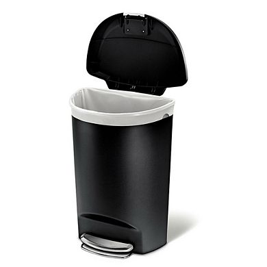 13-Gallon Step-On Trash Can Black Kitchen Bin with Shox Technology Slow-Close Lid, 26.5 inches H