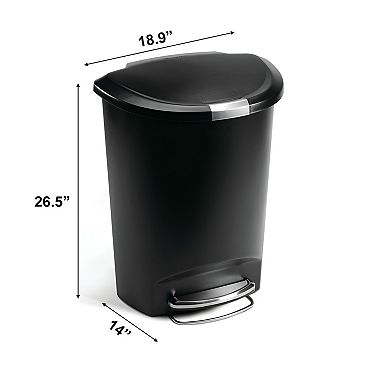 13-Gallon Step-On Trash Can Black Kitchen Bin with Shox Technology Slow-Close Lid, 26.5 inches H