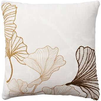 Mina Victory Lifestyle Cotton Fan Leaf 18" X 18" Indoor Throw Pillow