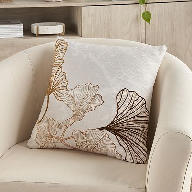 Mina Victory Lifestyle Cotton Fan Leaf 18" X 18" Indoor Throw Pillow