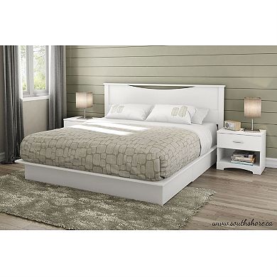 King Size Modern Platform Bed With Storage Drawers In White Finish
