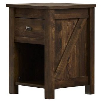 Farmhouse 1-Drawer Bedroom Nightstand with Open Shelf