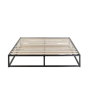 Twin Size 10-inch Low Profile Modern Metal Platform Bed Frame With Wooden Slats