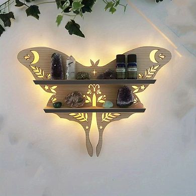 1pc Crystal Display Shelf Wall Mounted Decor Shelf For Moon Moth Butterfly Lamp Gifts With Led Light