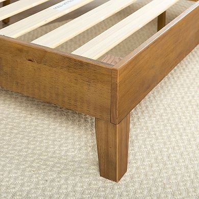 King Size Modern Platform Bed Frame In Rustic Pine Finish