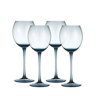 Berkware Colored Red Wine Glasses Set Of 4 - Elegant Long Stem Wine Glass
