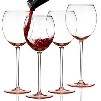 Berkware Colored Red Wine Glasses Set Of 4 - Elegant Long Stem Wine Glass