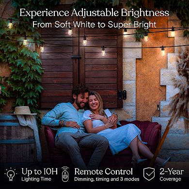 brightech ambience pro waterproof solar led outdoor string lights 1w retro edison globe bulbs