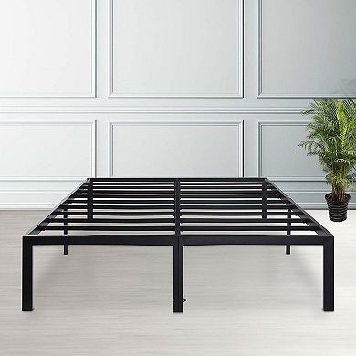 Queen Size Modern Heavy Duty Black Metal Platform Bed Frame