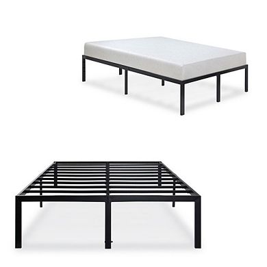 Queen Size Modern Heavy Duty Black Metal Platform Bed Frame