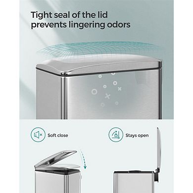 12.7 Gallon Garbage Can For Narrow Spaces With Soft-close Lid