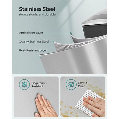 12.7 Gallon Garbage Can For Narrow Spaces With Soft-close Lid