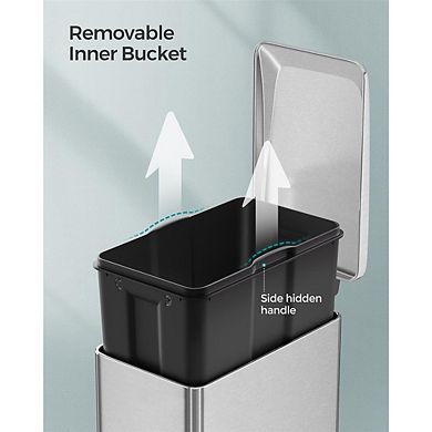 12.7 Gallon Garbage Can For Narrow Spaces With Soft-close Lid