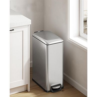 12.7 Gallon Garbage Can For Narrow Spaces With Soft-close Lid