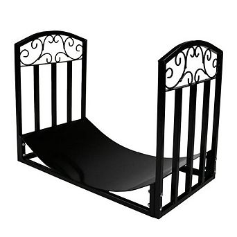 Black Metal Indoor Outdoor 2-ft Firewood Holder Log Rack