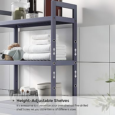 Over-the-toilet Storage, 3-tier Bamboo Bathroom Organizer With Adjustable Shelves