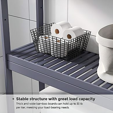 Over-the-toilet Storage, 3-tier Bamboo Bathroom Organizer With Adjustable Shelves